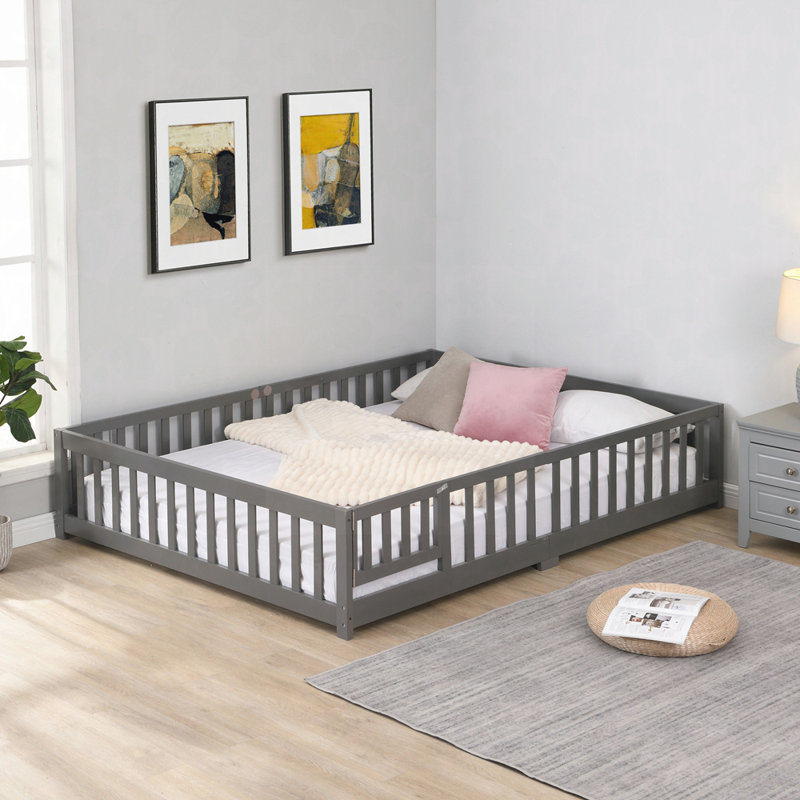 Lit sur pied avec porte, gris, Simple