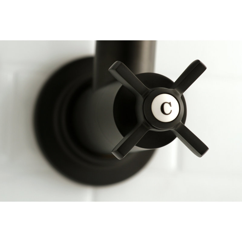 Robinet remplisseur mural à deux poignées 1 trou Kingston Brass Millennium, Noir mat
