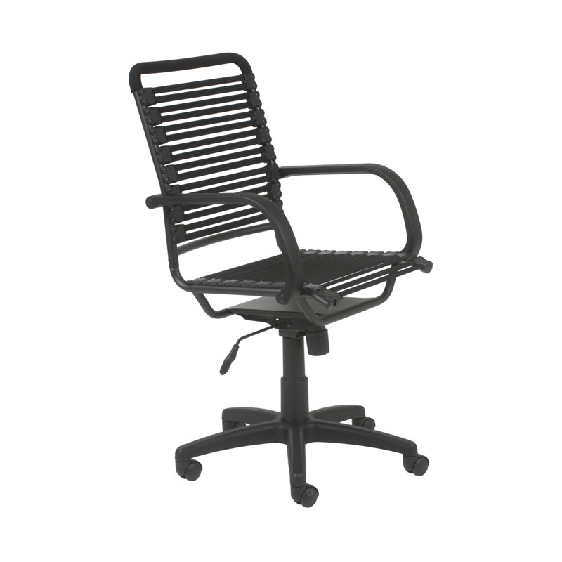 Rossini 23" W Swivel Adjustable Height Task Chair, Black Faux Leather