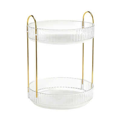 Support de rangement pour cosmétiques à double couche, organisateur de maquillage rotatif pour meuble-lavabo, transparent
