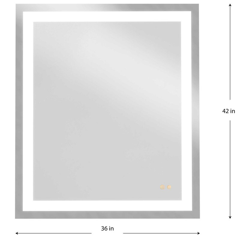 72 in. x 36 in. Rectangular Illuminated Integrated LED White Color Selectable Modern Mirror, 42" x 36"