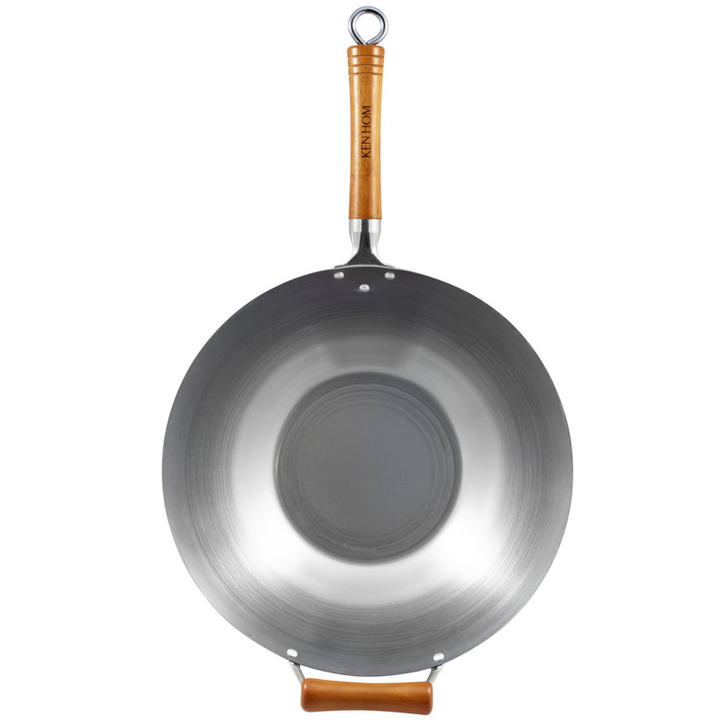 Wok à fond plat Ken Hom, 14 po, acier au carbone