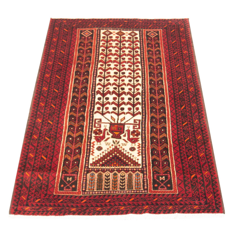 Tapis unique en laine noué à la main nouvel âge 3 pi 3 po x 6 pi Corderall - rouge / noir
