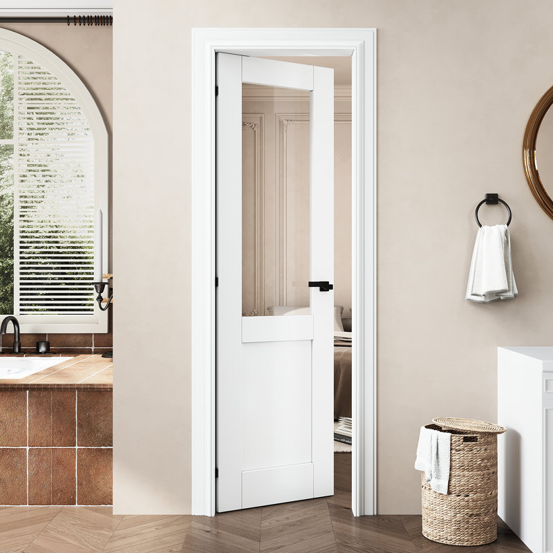 Porte de salle de bain en verre blanc, 24 po x 80 po