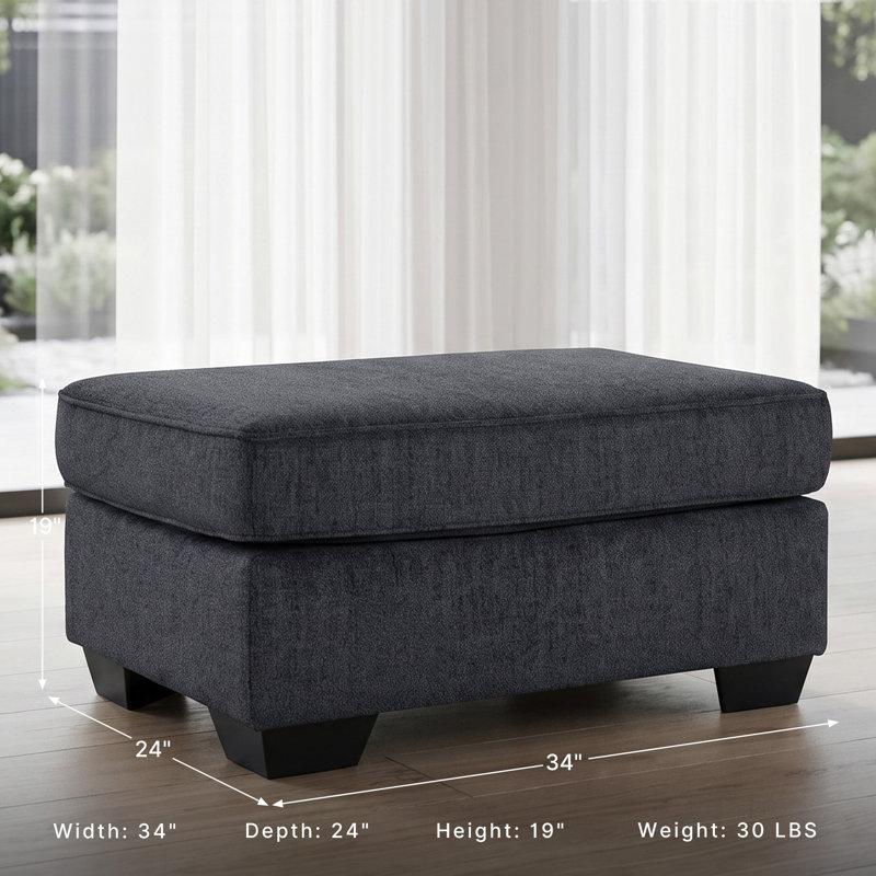 New Britain Upholstered Ottoman, Gray Polyester