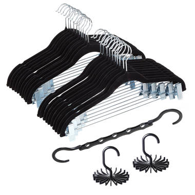 Mackaylee Velvet Hangers, Non Slip Standard Clothes Hanger Set, Heavy Duty Ivory Hangers (Set of 60) Rebrilliant Color: Black