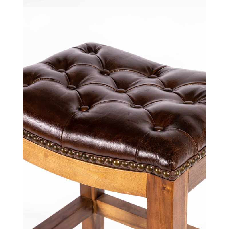 Plazonja BR-200 Saddle Brown Tufted Bar Stool, Bar Stool (30" Seat Height) 