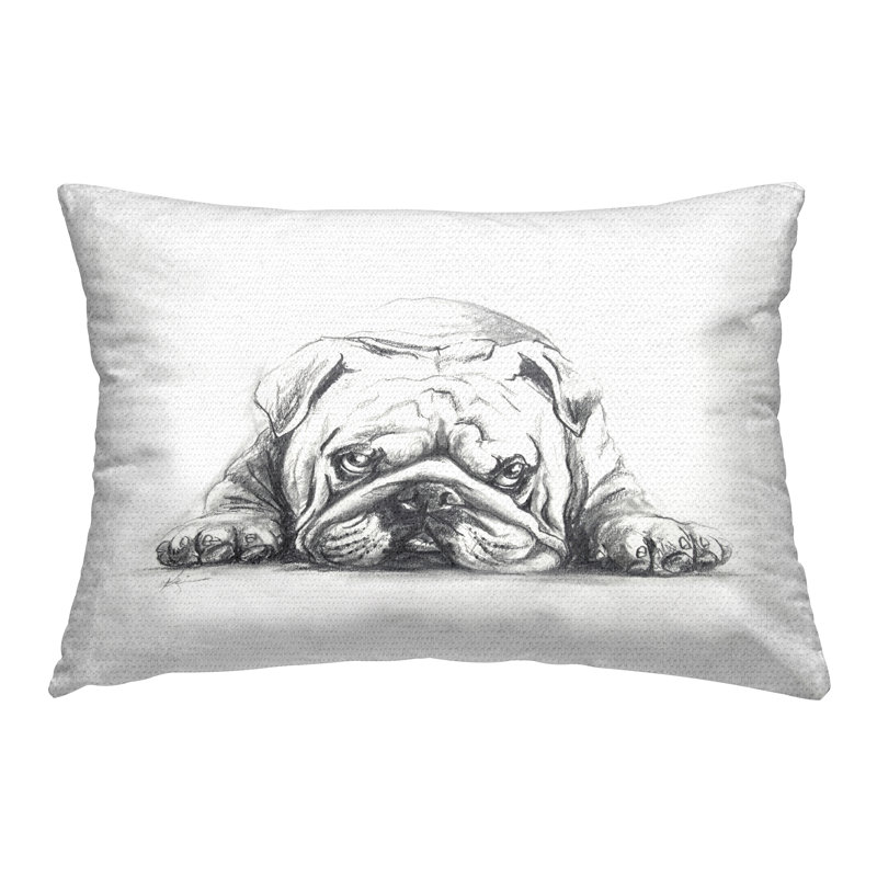 Coussin d'extérieur imprimé Stupell Industries Bulldog Puppy Naptime par Lindsay Kivi