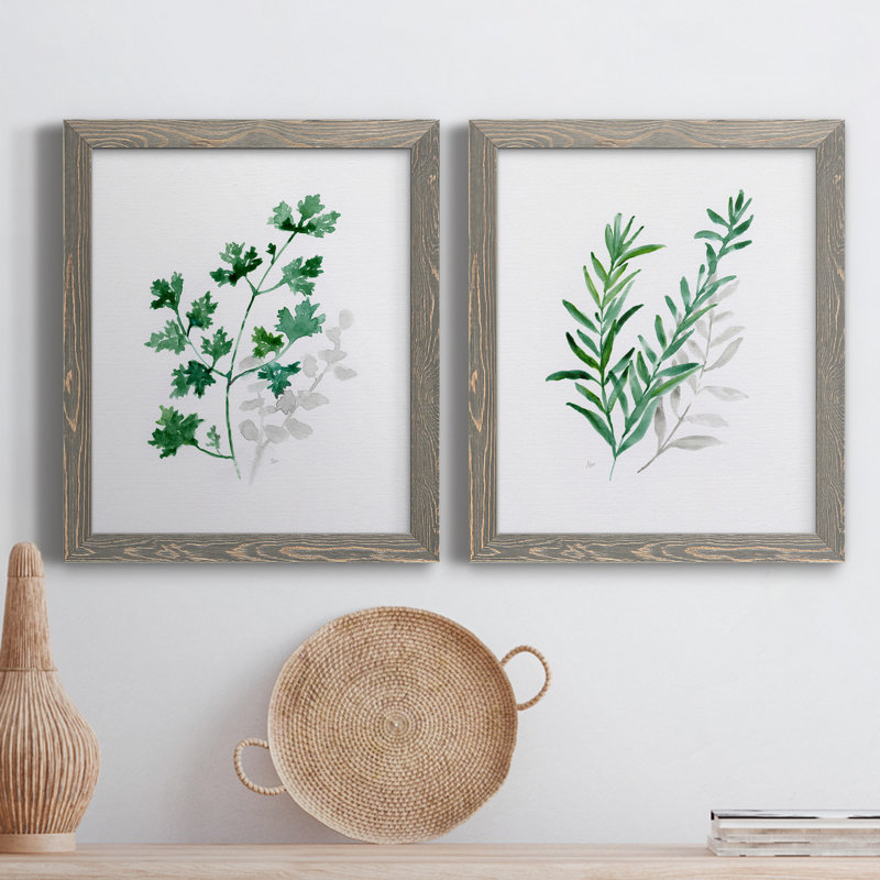 Freshly Picked I - Ensemble de 2 peintures sur toile encadrées, H 37,5 po x l 55 po x P 1,5 po, Gris