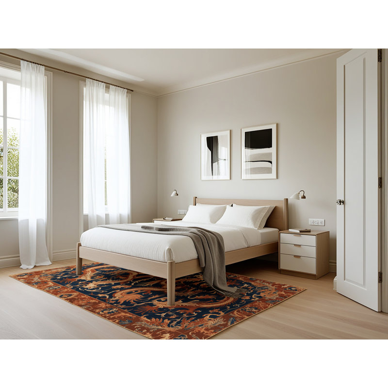 Tapis brun français lavable à la machine, Rectangle 5 pi x 7 pi