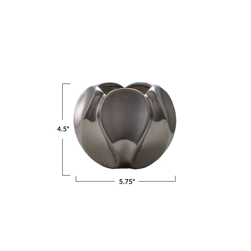 Round Stoneware Planter, Chrome Glazed