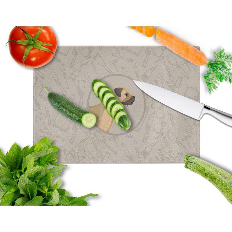Verre trempé caroline de la planche à découper dans la cuisine, Border Terrier