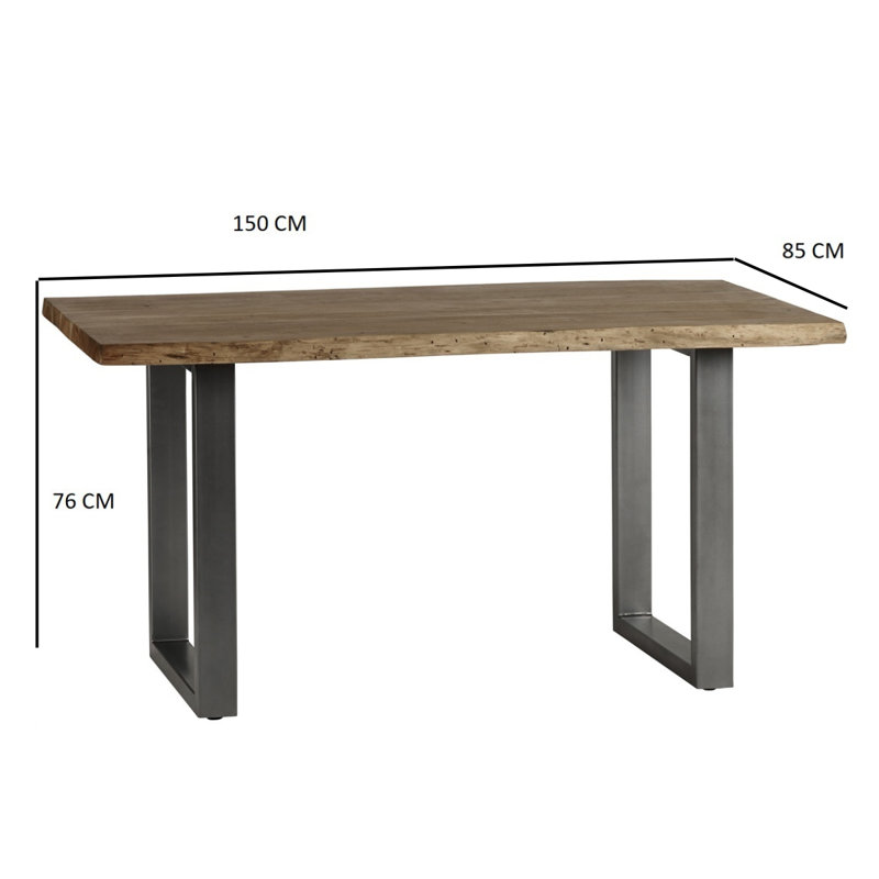 Benito Acacia Solid Wood Top Dining Table, H76 x L150 x W100cm