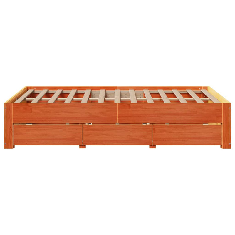 Lagarde Solid Wood Storage Bed, Double (4'6), Wax Brown