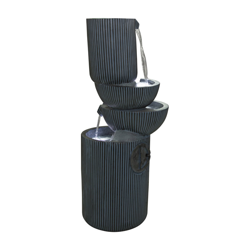 40" H Modern Fountain with 3 Cool White LEDS