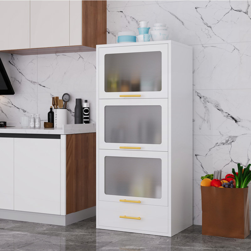 Stylish Metal Sideboard Easy Assembly and Ample Storage for Modern Home Decor, White