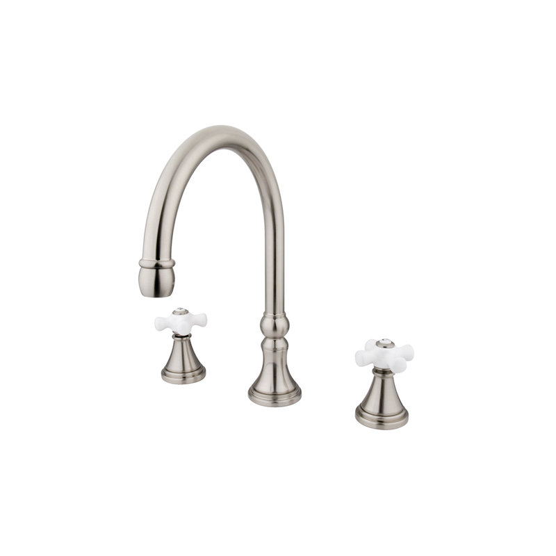 Madison Double Handle Deck Mounted Roman Tub Faucet, Satin Nickel
