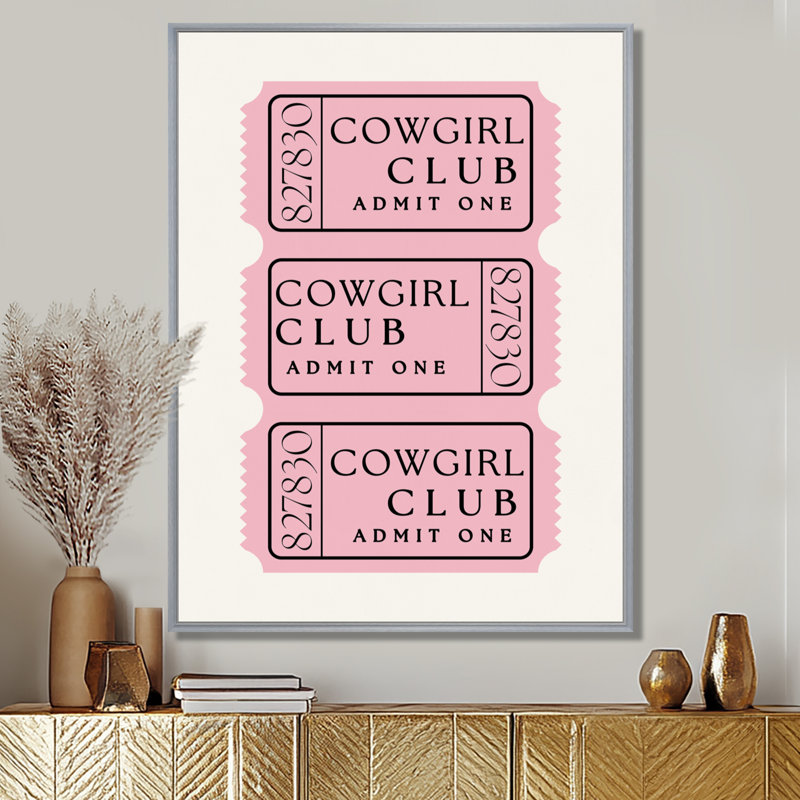 Cowgirl Club billets - Cowgirls, art mural, H 32 po x l 24 po x P 1 po, Toile argentée avec cadre flottant