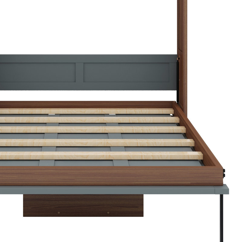 Murphy Bed With Foldable Desk – Space Saving Wall Bed, Gray