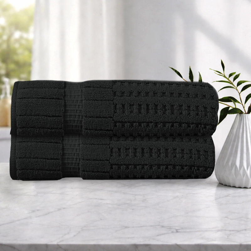 Ensemble de serviettes 2 pièces Willow - 100% coton peigné, qualité supérieure 630 g / m², noir, ultra doux et très absorbant (2 serviettes de bain)