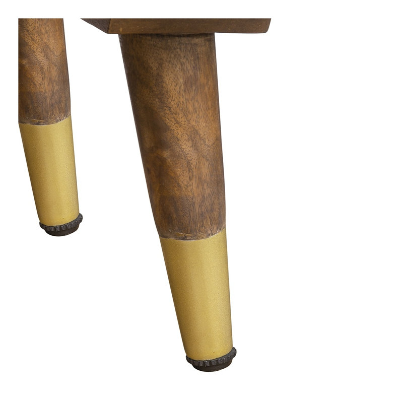 Table basse ovale en bois avec pieds en fer, L 39 po x l 24 po, bois de manguier et métal, brun