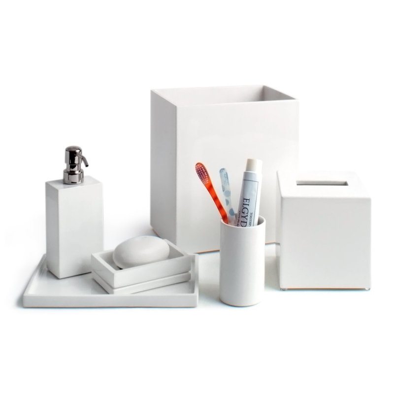 Lacquer Bath Tissue Box, White