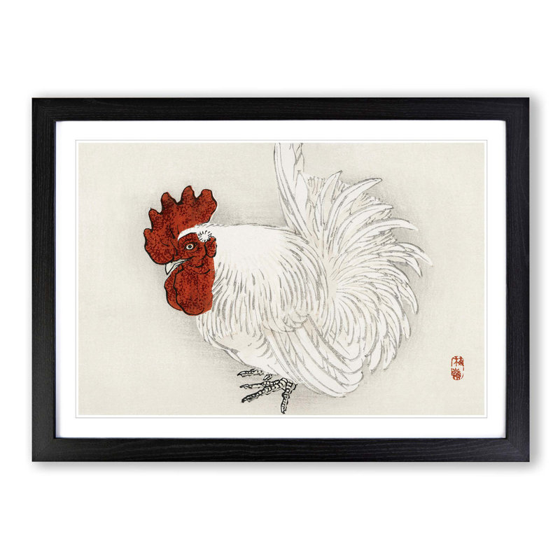 White Chicken by Kono Bairei - Picture Frame Graphic Art Print, Black, 35cm H x 50cm W x 2cm D