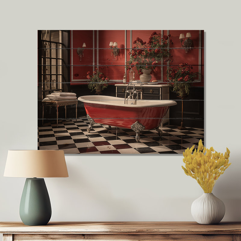 Somil rouge moderne salle de bain charme IV sur bois, H 24 po x l 32 po x P 0,78 po