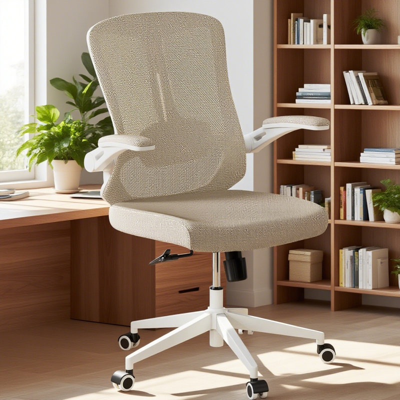 Fauteuil de bureau ergonomique Treve Maegan Home, Blanc, Beige