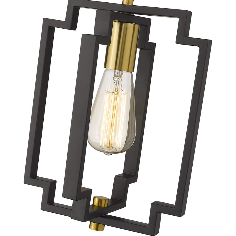 Luminaire suspendu 1 lumière noir et or Jyniah