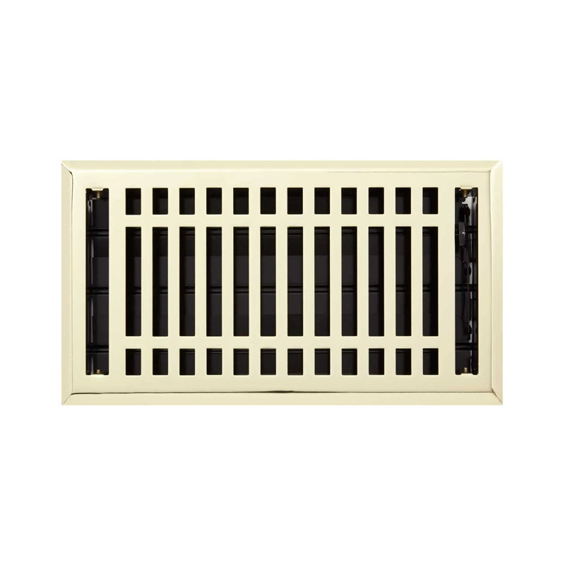 Registre de plancher contemporain en acier, Laiton poli, 6 po x 10 po