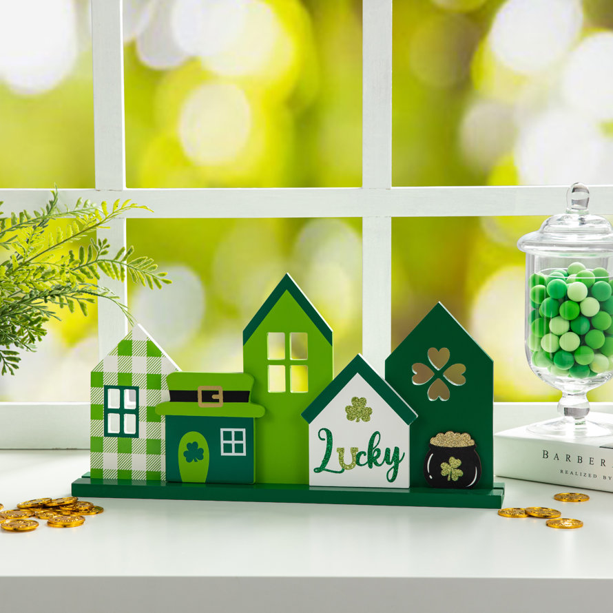 green irish-themed tabletop house decor