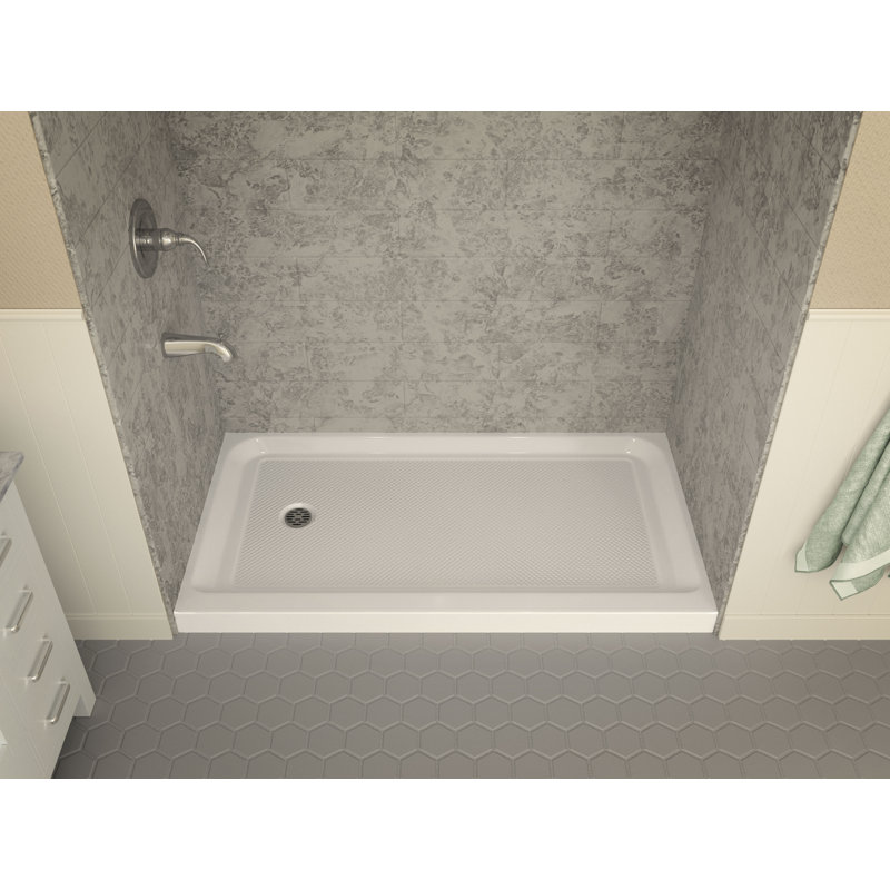 Tier 36'' W D Rectangular Single Shower Base, 5.5" H x 60" W x 32" D, Left