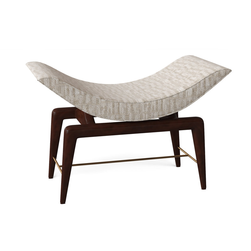 Saddle Upholstered Bench, White Caps Fog