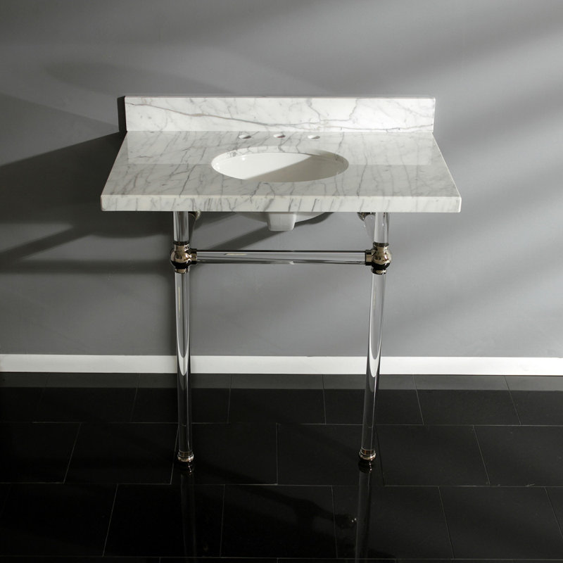 Kingston Brass Templeton 36-Inch Carrara Marble Vanity Top with Clear Acrylic Legs (8-Inch, 3-Hole)
