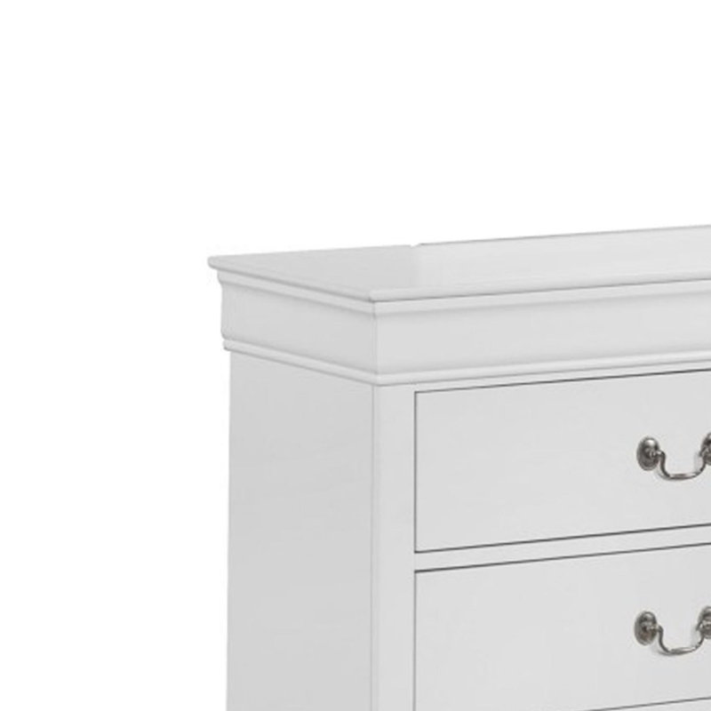 Commode 6 tiroirs Daleyza, Blanc, Argent argent