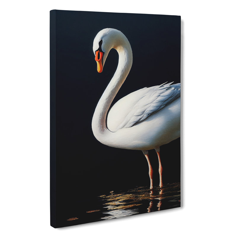 Swan In A Pond No.1 - Wrapped Canvas Print, 50cm H x 35cm W x 3cm D