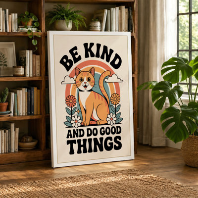 Be Kind and Do Good Things Retro - Wrapped Canvas