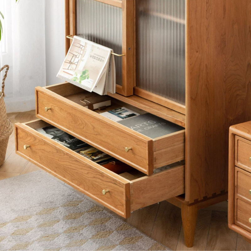 Armoire d'appoint à porte coulissante en verre