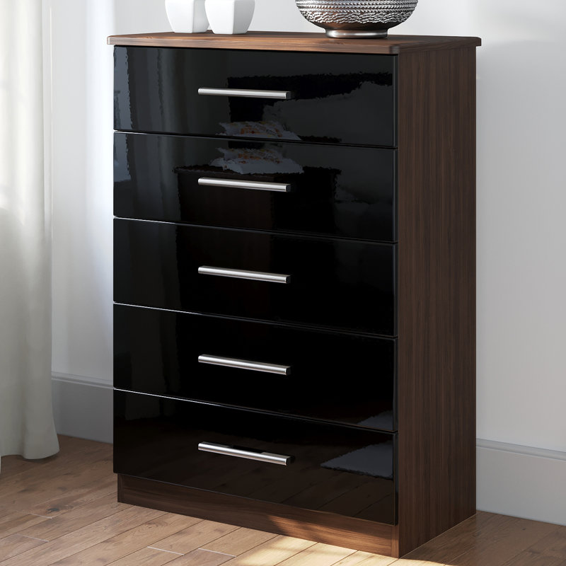 Fully Assembled Yvette 4 Drawer Chest, Night/Black