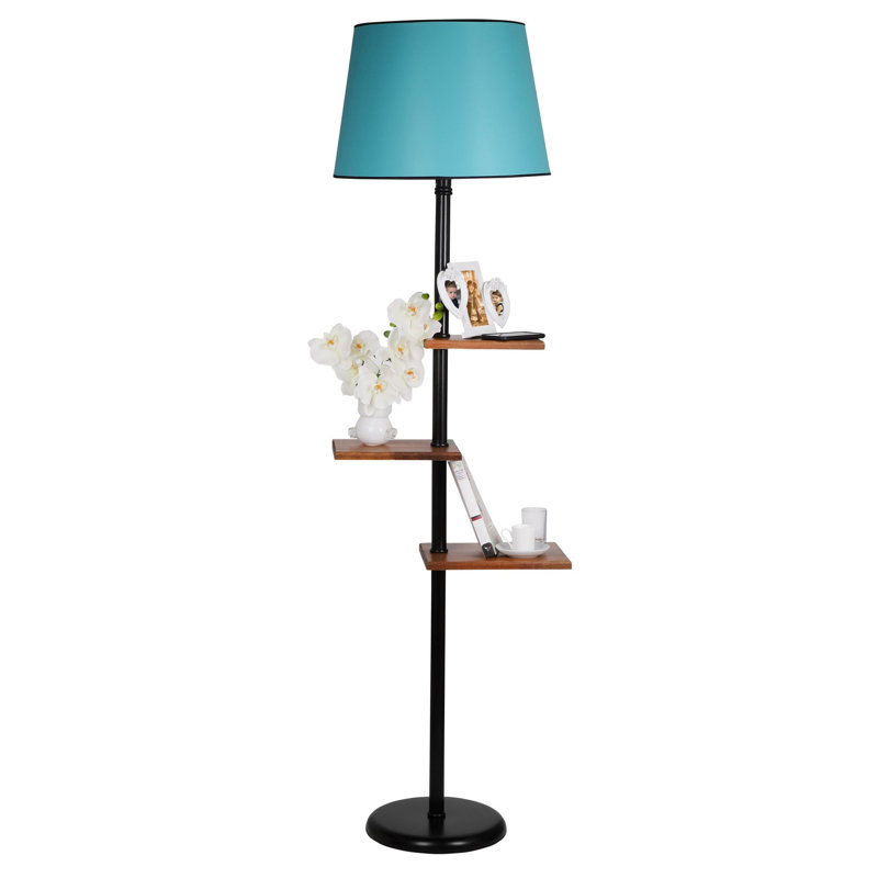 Claire 170cm Tray Table Floor Lamp, Dark Turquoise, Black