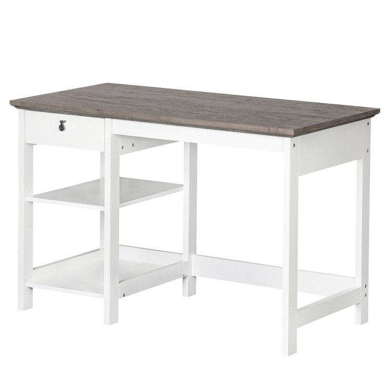 Saint Birch Finley 59-inch Writing Desk, White/Gray Oak