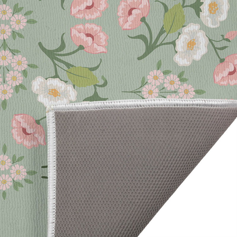 May flowers Non-Skid Bath Mat, Sage, 34" L x 21" W