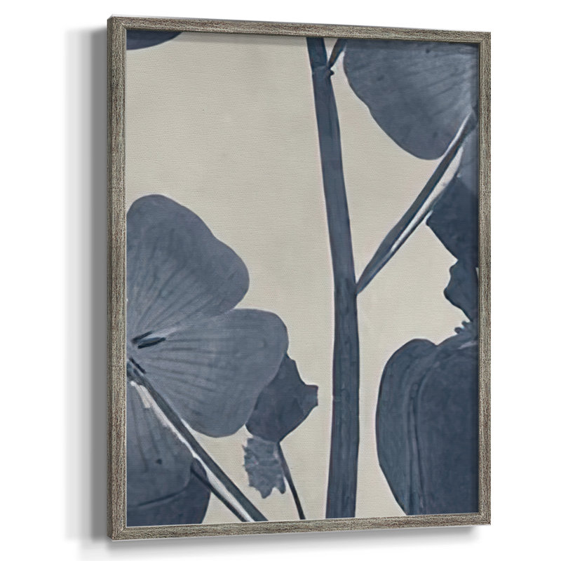 Reproduction encadrée de fleurs pressées V bleu marine - Bois massif, H 11 po x l 9 po
