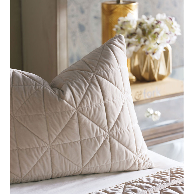 Nova by De Medici Quilted Velvet Sham, Standard, Ivory
