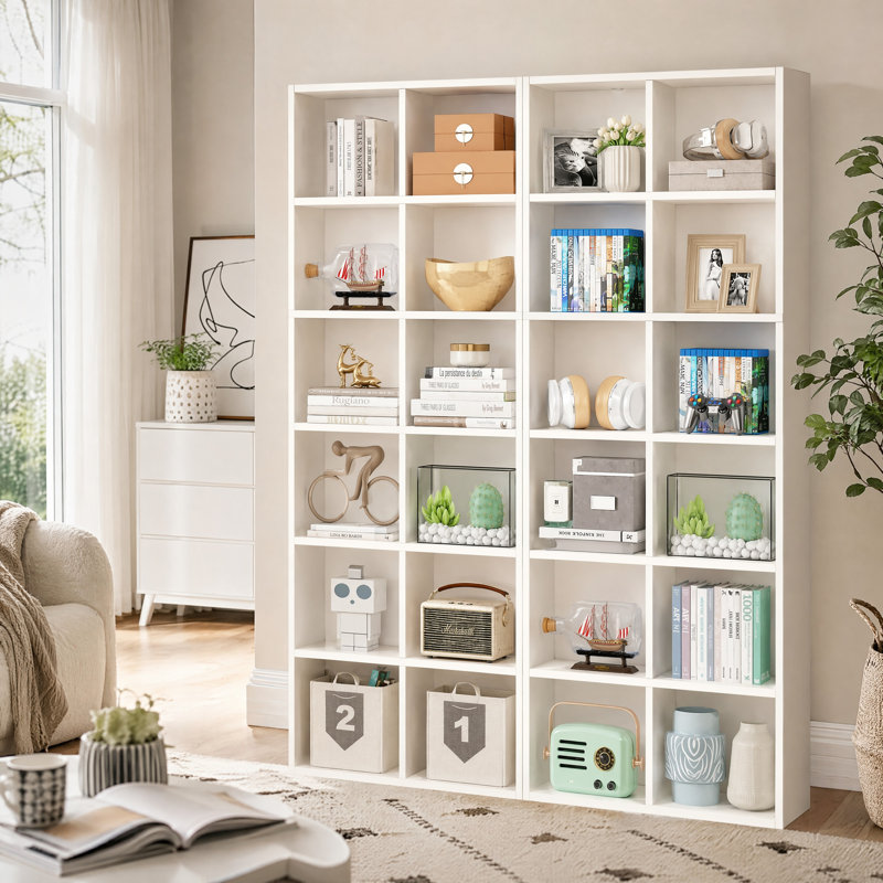 Zendaya 71.65''H × 23.62'' W Cube Bookcase, White
