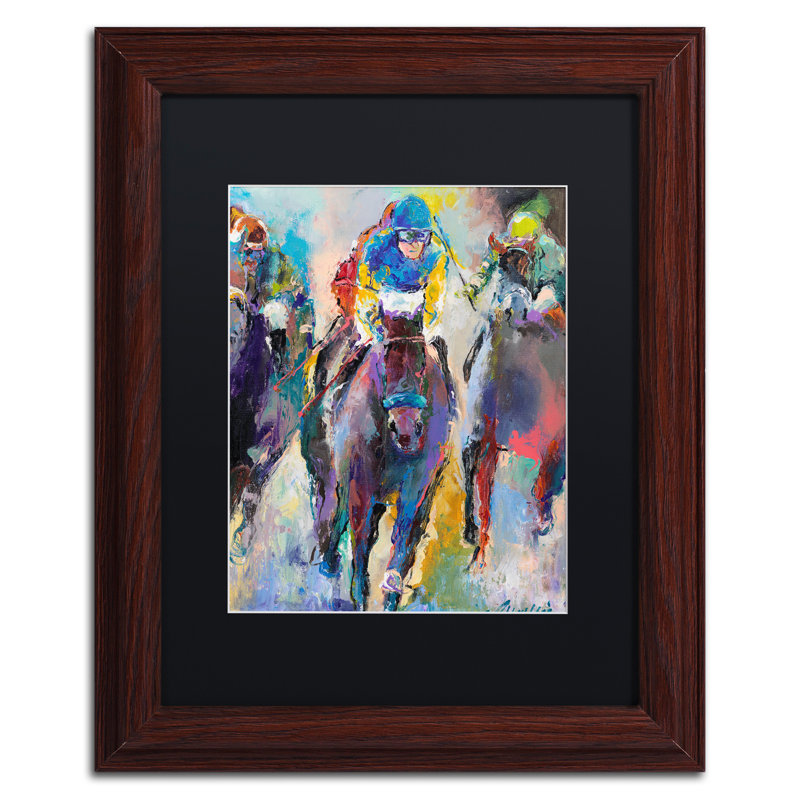« jockeys », reproduction sur toile, H 14 po x l 11 po x P 0,5 po, Noir, Encadrement grain de bois
