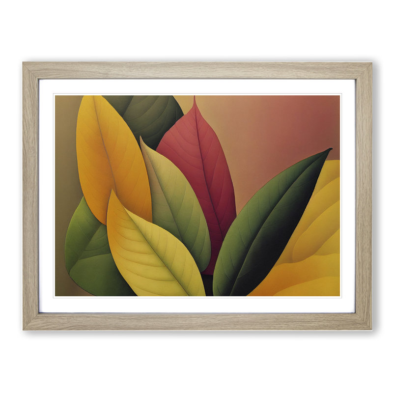 Refined Leaf - Single Picture Frame Painting, 34cm H x 46cm W x 2cm D, Oak Framed