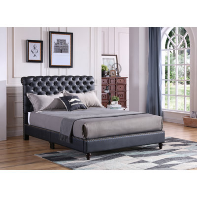 Ahman Upholstered Faux Leather Standard Bed