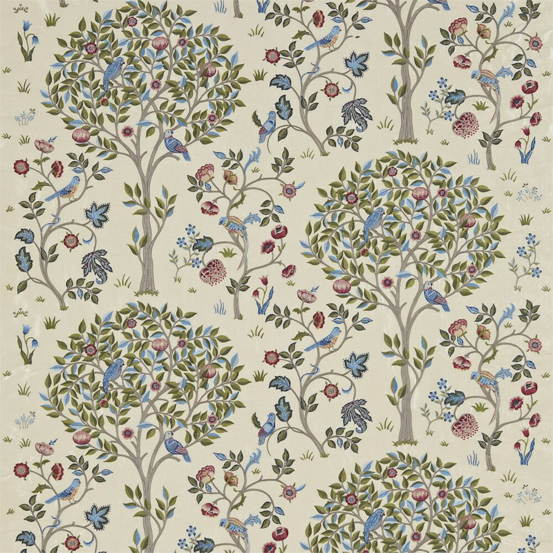 Kelmscott Tree Fabric, Woad/Rose